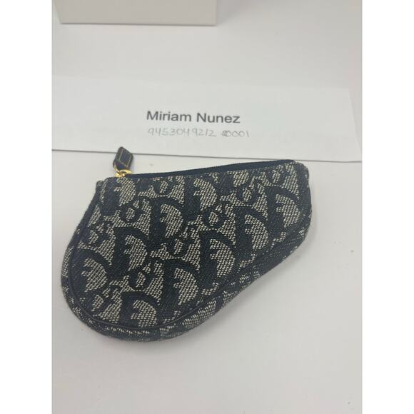 Christian Dior Saddle Coin Case Navy Blue Trotter Canvas with Gold Hardware Made - Picture 4 of 8